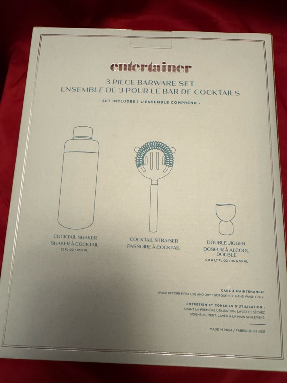 NIB - Entertainer 3-Piece Cocktail Barware Set in Pale Blue - Picture 3 of 3